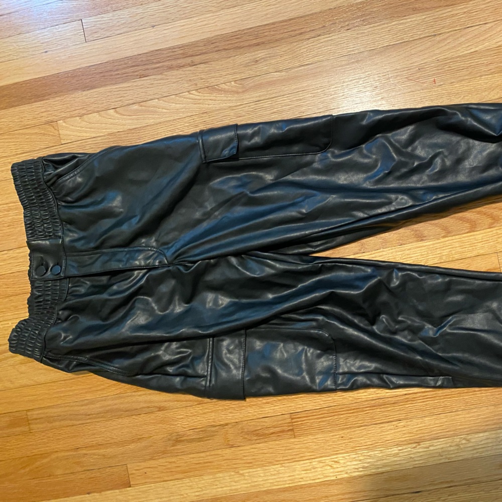 Abercrombie and Fitch black leather joggers